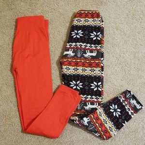 Holiday fleece leggings bundle